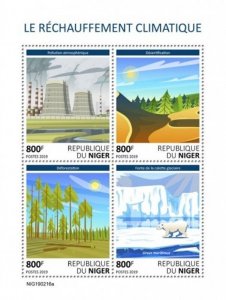 Niger - 2019 Climate Change Global Warming - 4 Stamp Sheet - NIG190216a