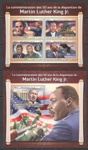 HM0372 2018 DJIBOUTI MARTIN LUTHER KING KENNEDY MALCOLM X #2420-3+BL1198 MNH