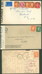 WWII GREAT BRITAIN LOT/5 Covers, + 1 PPC, All Censored, Various US Destinations!