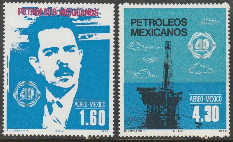 MEXICO C556-C557, 40th Anniv Nationalization of Oil Industry. MINT NH. VF.