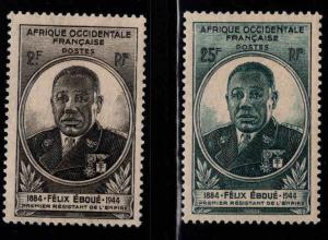 French West Africa Scott 15-16 MH* 1944 stamp set