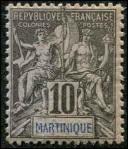 Fr Martinique SC# 38 Peace & Commerce 10c THIN MH SCV $11.00