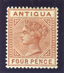 Antigua 1887 QV 4d chestnut TOP LEFT TRIANGLE DETACHED variety VFM. SG 28a.