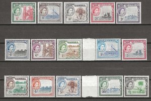 GAMBIA 1953/59 SG 171/185 MNH