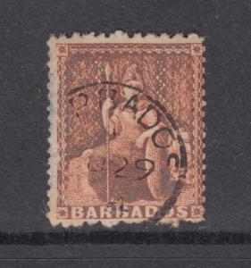 Barbados Sc 37 used 1872 4p dull vermilion Britannia, perf 12½ x 14¾, scarce