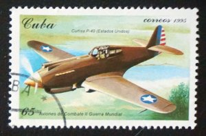 CUBA Sc# 3653  WAR COMBAT PLANES aviation CURTISS P-40  65c 1995   used cto