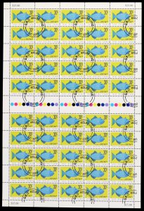 COCOS (KEELING) ISLANDS 1995 Fish 30c sheet of 50. VF CTO. SG 333 cat £32 