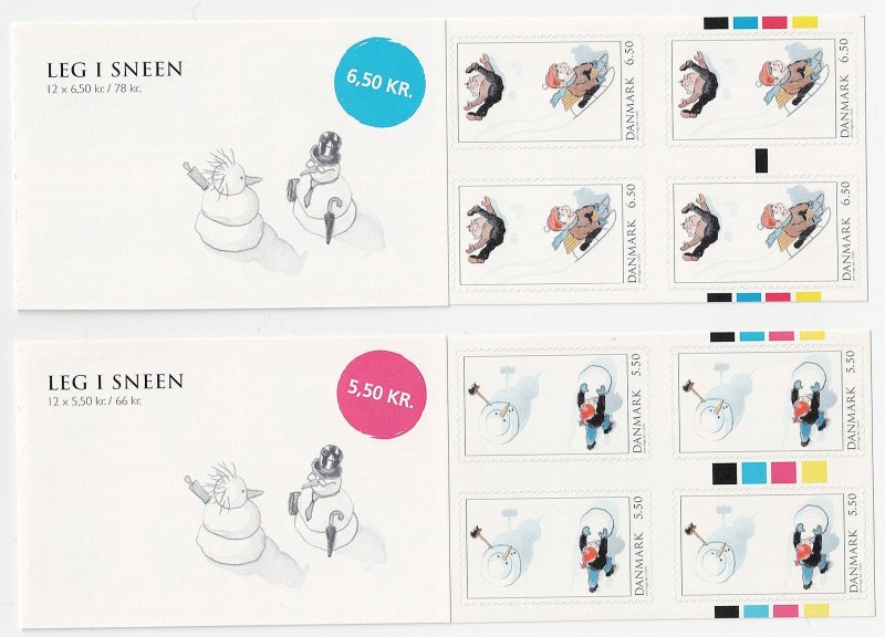 Denmark Danmark 2009 Scott 1449-1450 a Children playing in snow MNH booklets