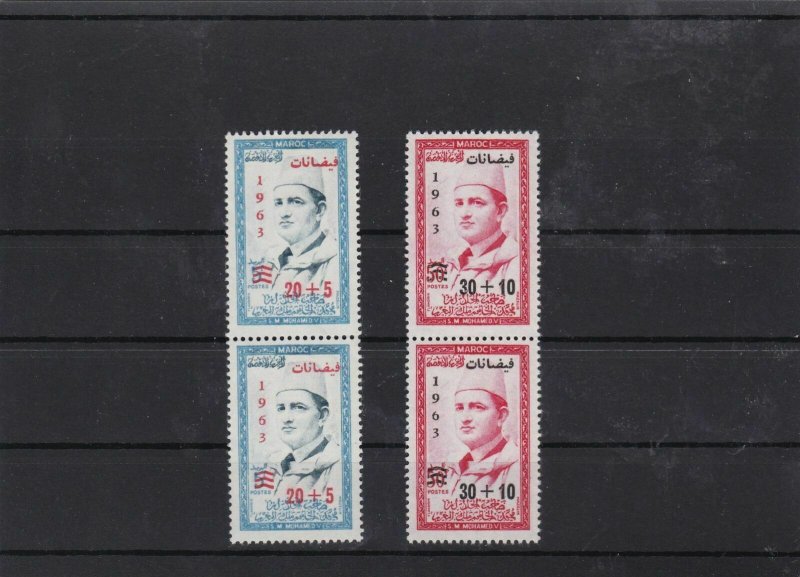 moroocco 1963 flood relief fund mnh stamps blocks Ref 8133