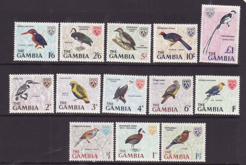 Gambia-Sc#215-27- id8-unused NH set-Birds-1966-