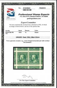 Scott #383 - $250.00 – GEM-OG-NH – PSE cert graded GEM-100J