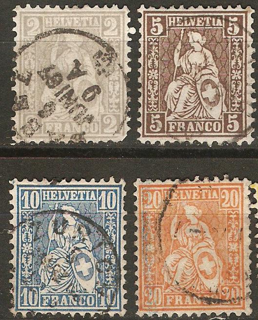 Switzerland 4 Diff Used F/VF 1862-7 SCV $8.80