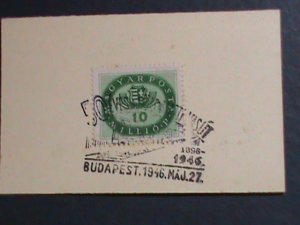 ​HUNGARY-1946- 76 YEARS OLD- STAMP PROOF CARD WITH STAMP-VF-HARD TO FIND