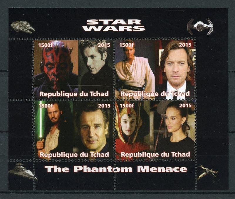 Chad 2015 MNH Star Wars Phantom Menace Darth Maul Obi-Wan Kenobi 4v M/S Stamps