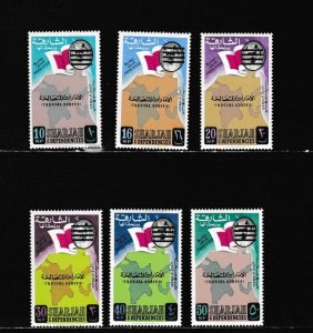 Sharjah # 100-105, Flag & Map Stamps Overprinted,  Mint LH, 1/3 Cat.