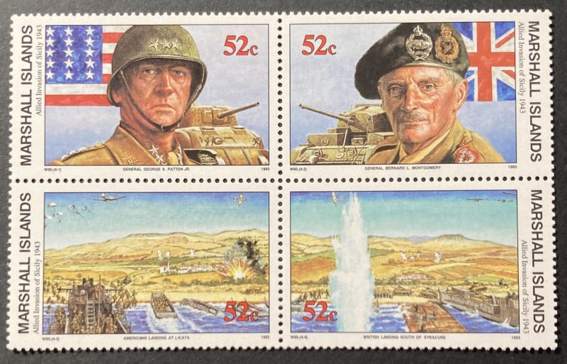 Marshall Islands 1993 #470a Block 4, WWII-Invasion of Sicily, MNH.