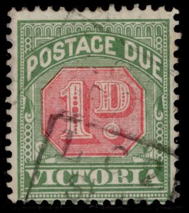 AUSTRALIA - Victoria QV SG D21, 1d pale scarlet & yellow-green, FINE USED.