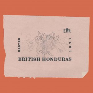 British Honduras 1971 Hippeastrum Equestre pencil artwork ✔️