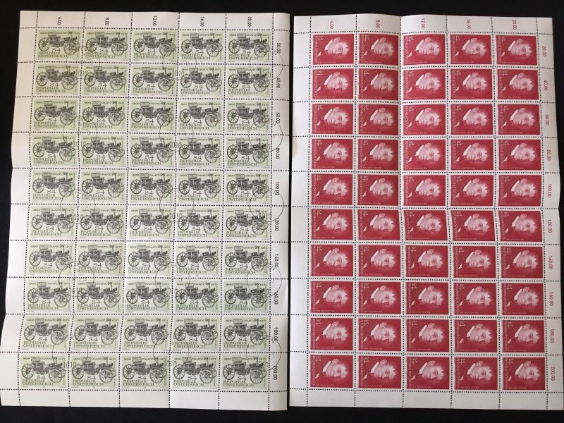 AUSTRIA 1970s Sheets MNH Used Blocks (Apprx 800 Stamps) (LA 839