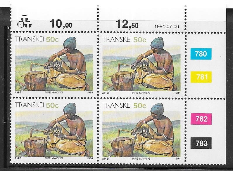 SOUTH AFRICA-TRANSKEI  # 148  50c  Pipe Making block (MNH) CV $3.50