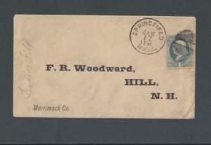 1883 Springfield Ma To F W Woodward In Hill New Hampshire
