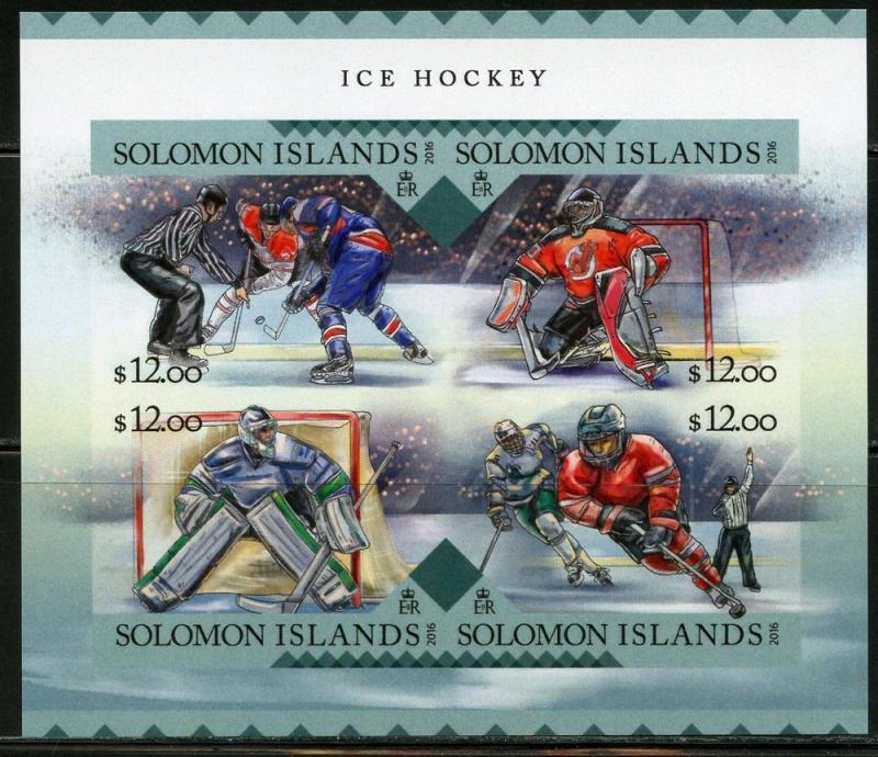 SOLOMON ISLANDS  2016 ICE HOCKEY  IMPERFORATE  SHEET  MINT NH