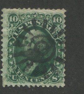 1861 US Stamp #68 10c Average Used Fancy Cancel Perf 12 Catalogue Value $100 
