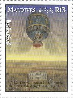 Maldive Islands 2421b (mnh) 3r Montgolfier Brothers balloon flight (2000)