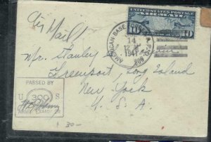 BERMUDA COVER (P0807B) 1941 US APO 802 BERMUDA A/M COVER CENSOR TO USA 