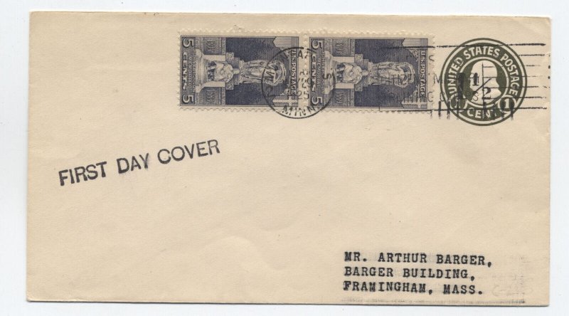 1926 Minneapolis MN #628 5ct ericsson FDC pair on stamped envelope [a39.55]