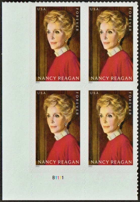 USA Sc. 5702 (58c) 2022 Nancy Reagan plate block MNH