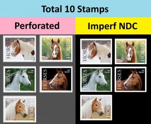 US 5891-5895 5891a-5895a Horses F imperf NDC set 10 MNH 2024 after June 30