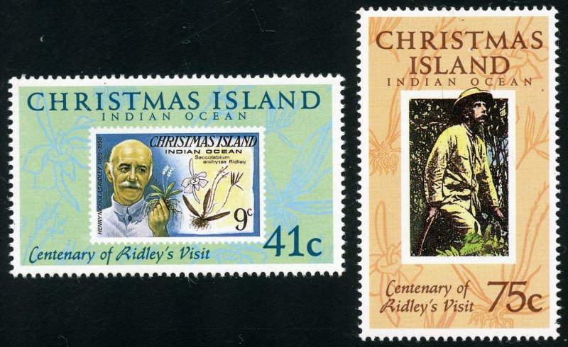 Christmas Island Scott 275-76 Unused VLHOG-Cent of Henry Ridley Visit -SCV $2.15