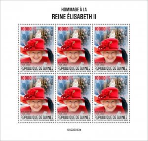 Guinea - 2022 Tribute to Queen Elizabeth II - 6 Stamp Sheet - GU220333a