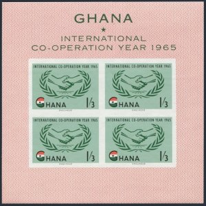 Ghana 203a sheet,lightly hinged.Michel Bl.16. Cooperation Year ICY-1965.