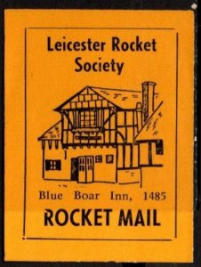 Vintage Great Britain Poster Stamp Leicester Rocket Society Blue Boar Inn 1485