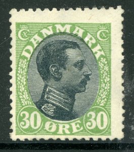 Denmark 1918 King Christian 30 Ore Green &Black Perf 14x14½ Scott #111 MNH B342