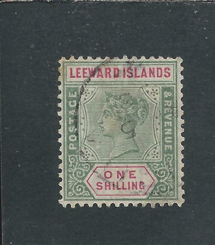 LEEWARD IS 1890 1s GREEN & CARMINE FU SG 7 CAT £60