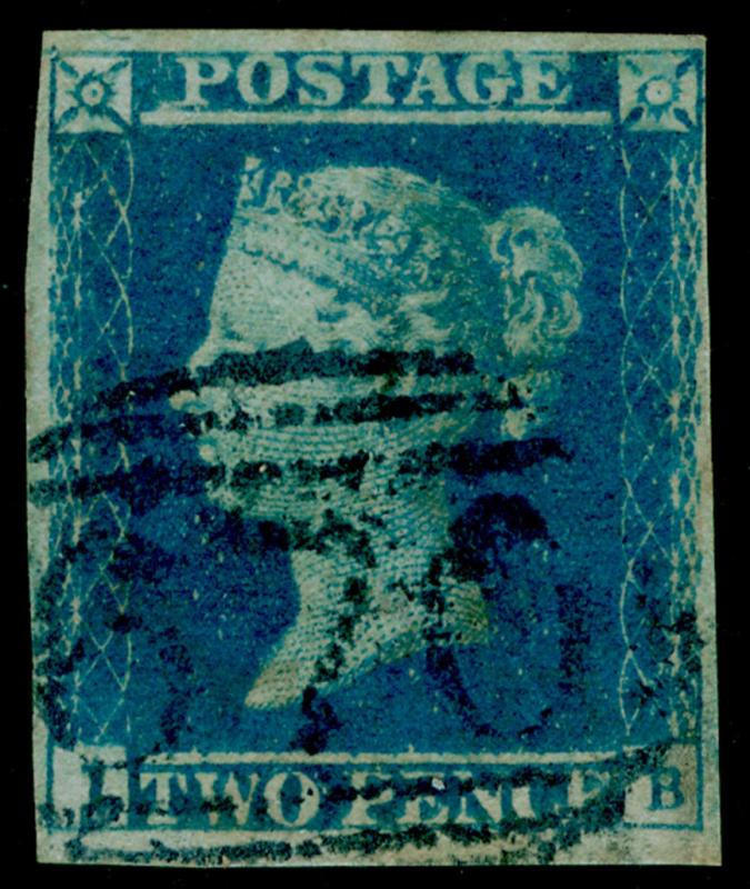 SG14, 2d blue, FINE USED. Cat £1000. BLUE POSTMARK.