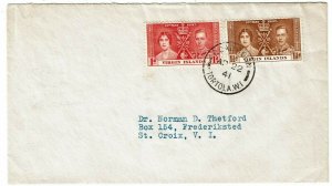 British Virgin Islands 1941 Road Town cancel on cover to St. Croix, censored