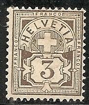 Switzerland   70 MLH 1881 3c gray brown Numeral
