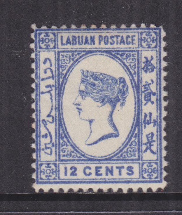 LABUAN, 1892 Recess Printed, 12c. Bright Blue, lhm.