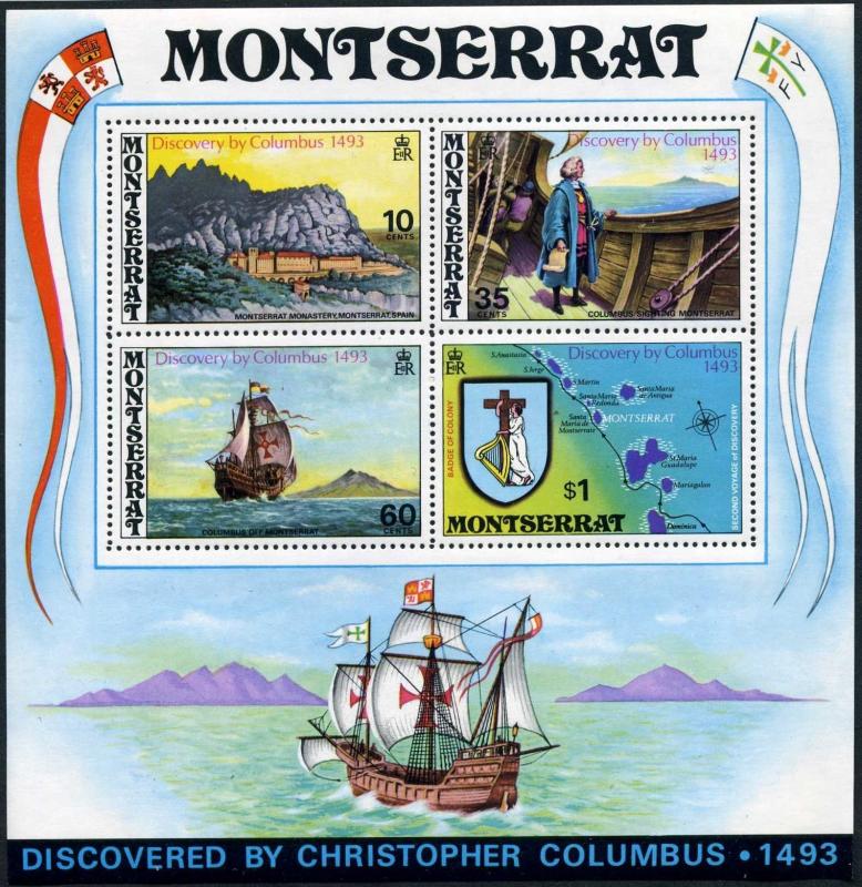 Montserrat 295a,Mnh.michel Bl.3. Discovery par Columbus,450th