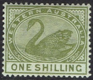 WESTERN AUSTRALIA 1885 SWAN 1/- WMK CROWN CA