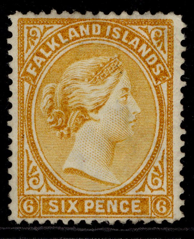 FALKLAND ISLANDS QV SG33x, 6d orange-yellow, M MINT. Cat £85.