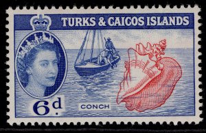 TURKS & CAICOS ISLANDS QEII SG244, 6d carmine-rose & blue, LH MINT.