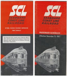 1967 & 1971 - Two Seaboard Coast Line Timetables  -Ephemera 1252