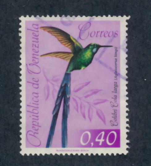 Venezuela 1962  Scott  823 used - 40c, Birds, Long-tailed Sylph