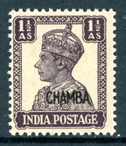 British India 1944 KGV Chamba 1½a Dark Purple Scott #94 MNH K419