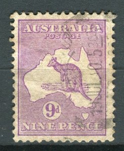 AUSTRALIA; 1929 early Roo issue fine used Shade of 9d. value